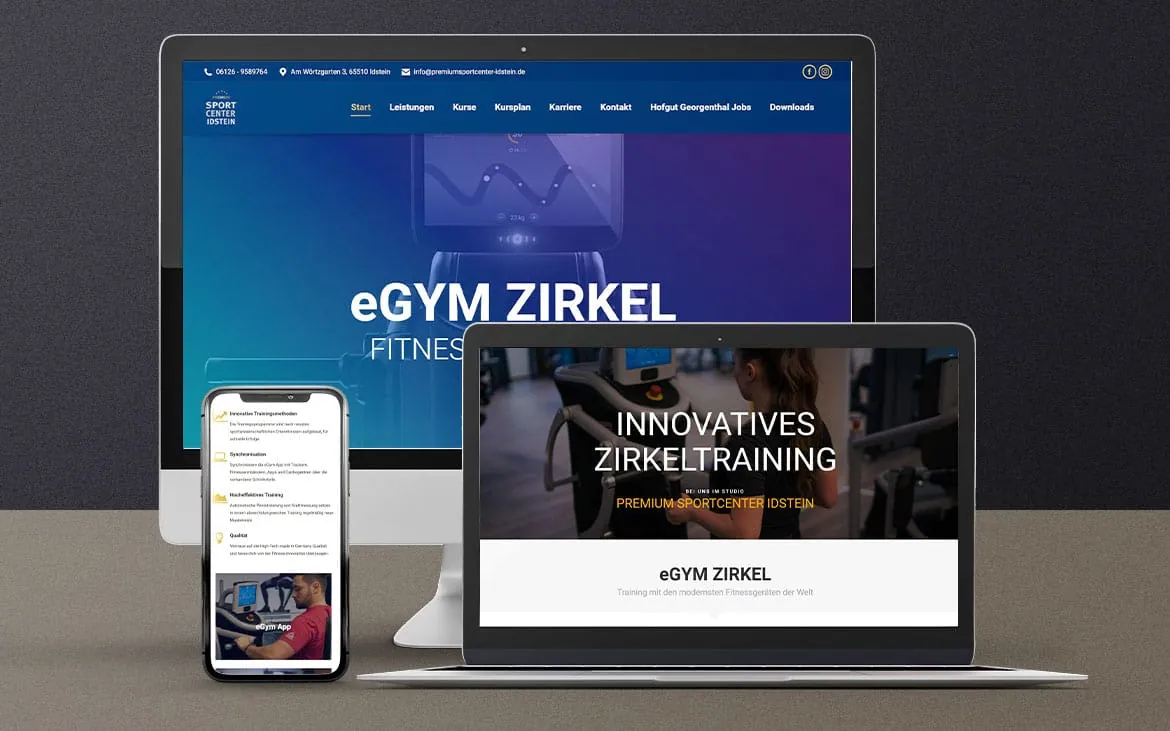 Webdesign Premium Sportcenter Idstein, Webdesign-Referenz der Marketing-Agentur NEXAS Media