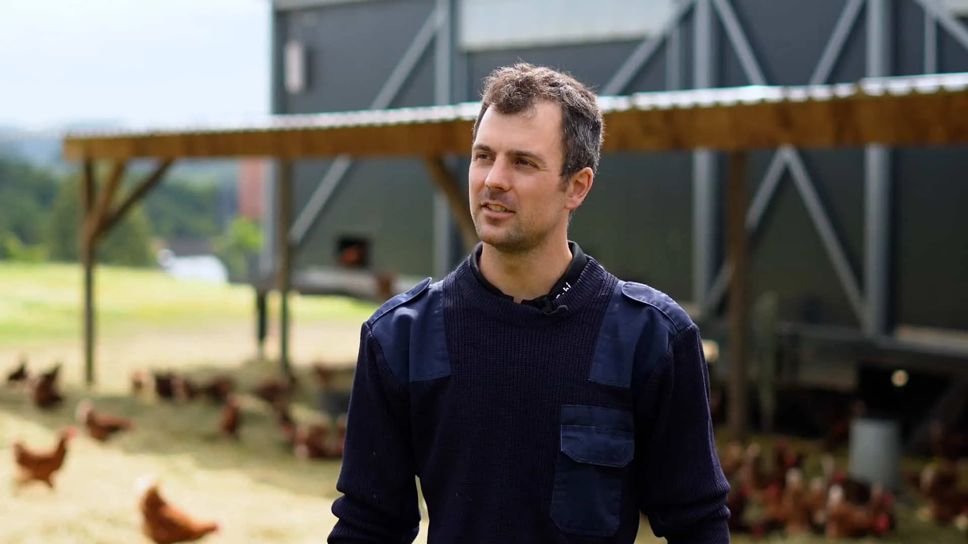 Jansen Landwirtschaft Betrieb: Szene aus dem Videoprojekt Bauer Jansen, Marketing-Auftritt für Freiland-Eier von NEXAS Media
