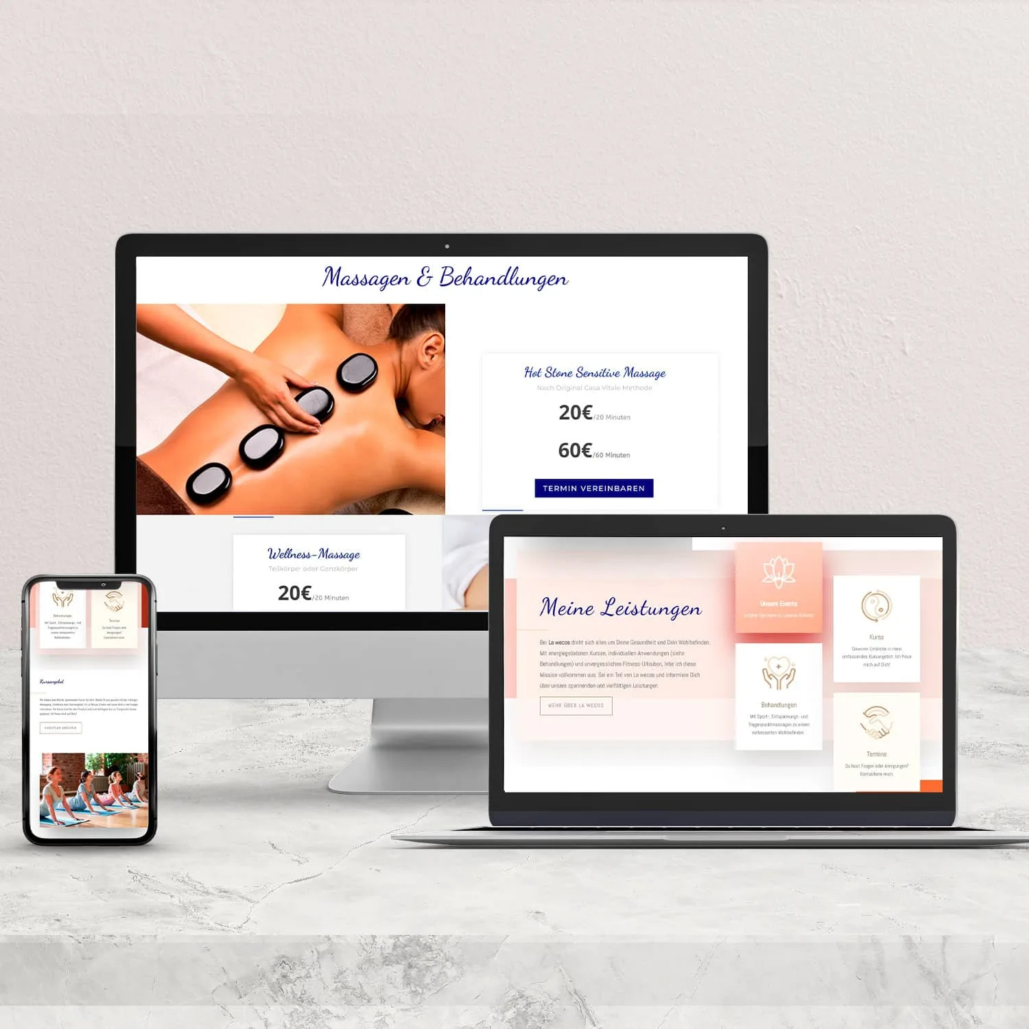 Mobile Ansicht der La-Wecos-Website, Webdesign-Referenz von NEXAS Media.