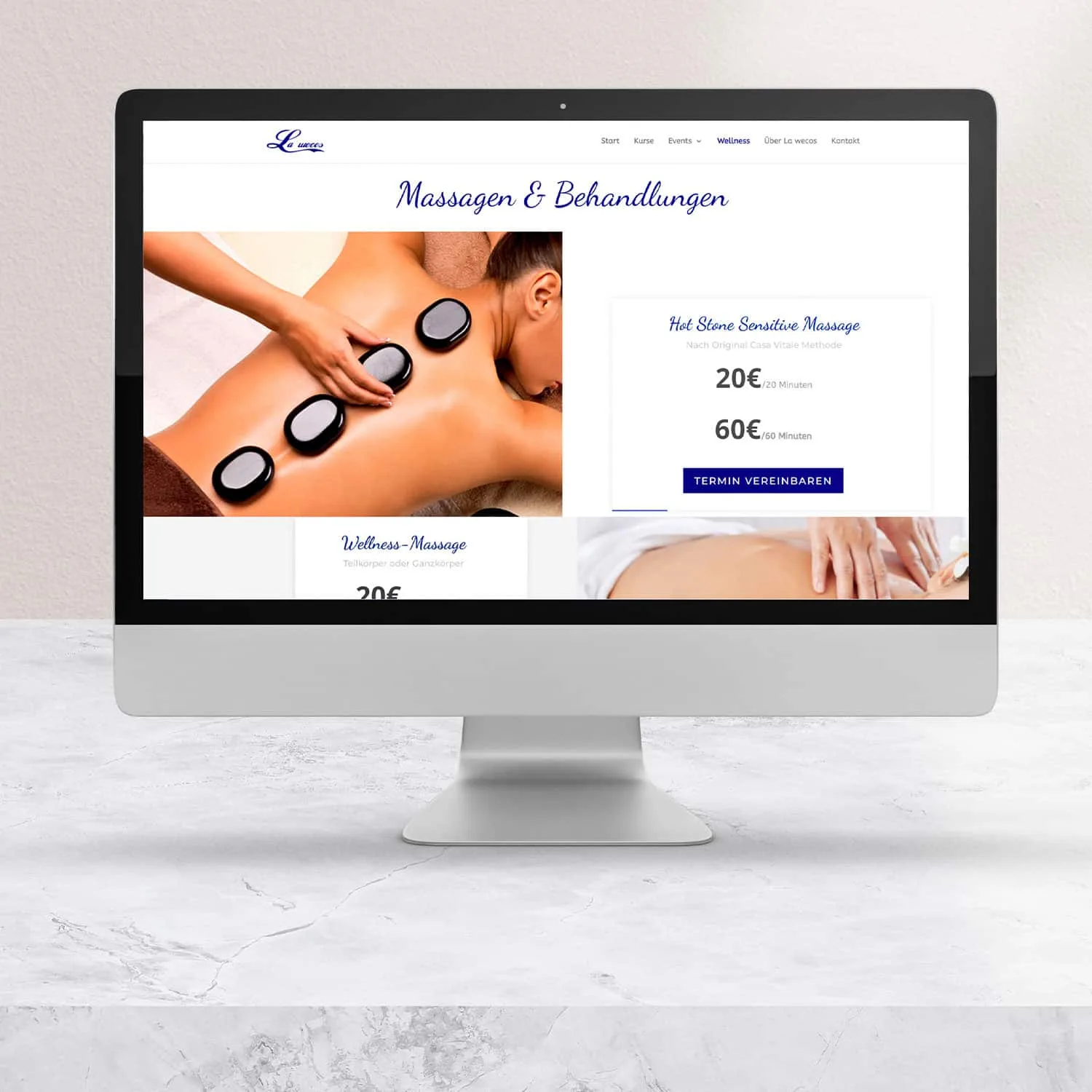 Mobile Ansicht der La-Wecos-Website, Webdesign-Referenz von NEXAS Media.
