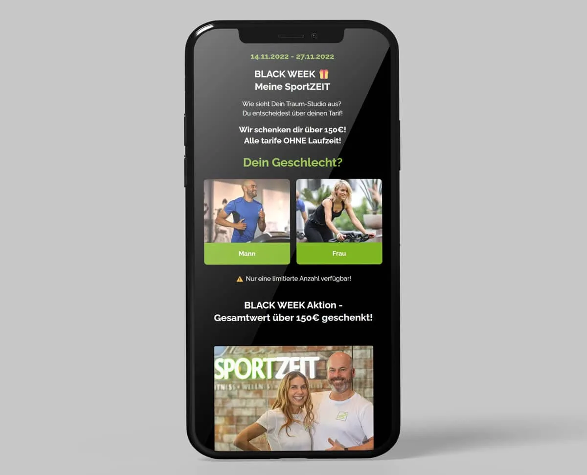 Creative der Black-Week-Kampagne für Meine SportZEIT Limburg, Performance Marketing von NEXAS Media.